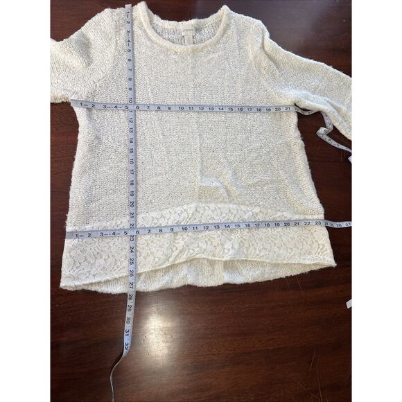 Chico’s Lace Trim Ivory Sweater Sz 3/XL Wool Blend Jasmine 3/4 Sleeve Pullover - Picture 5 of 9